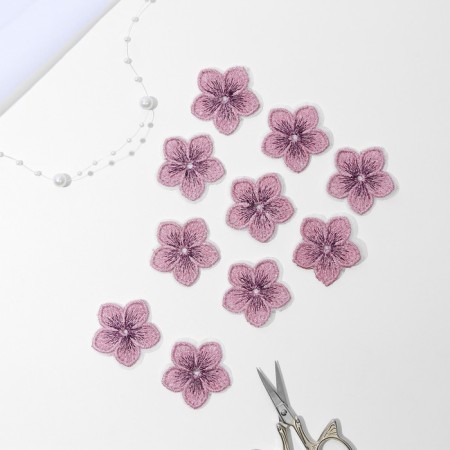 Knitted elements "Two -color flowers", 3.5 × 3.7 cm, 10 pcs, pink color-1