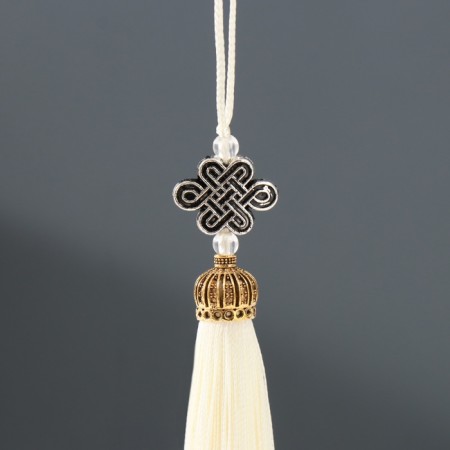 Textile suspension, plastic "Knot of happiness and infinity" Cream 0.7x1x9.5 cm-1