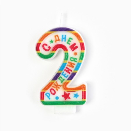 Candle for cake, number 2 "Happy Birthday".-1