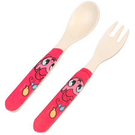 A set of children's bamboo dishes, 3 objects: plate, fork, spoon "Pinky Pie", My Little Pony-4