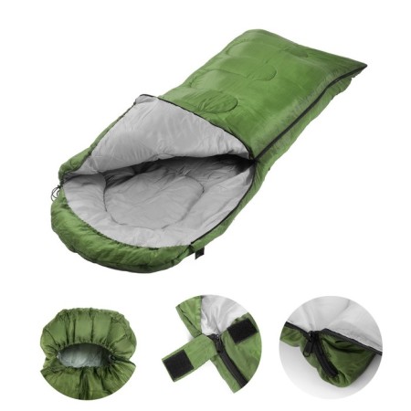 Sleeping bag, tourist, 220 x 75 cm, up to -20 degrees, 700 g/m2, olive color-1
