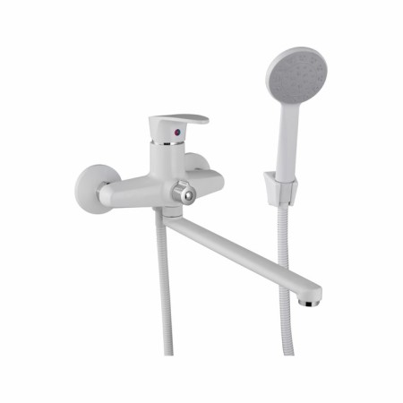 Bath mixer PLSTART PL2205-8, single-leaf, pouring 320 mm, with a shower, white