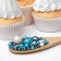 Sprinking confectionery "pearls", blown up rice grains, turquoise, silver, black, 50 g