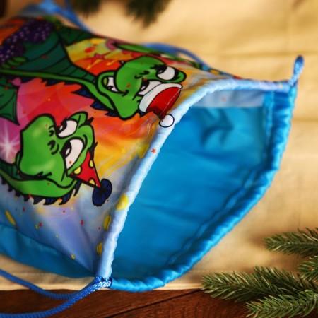 New Year's bag on the lace, the color is blue/multi -colored-4