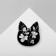 Brooch "cat" Flower pattern, black and white color in silver