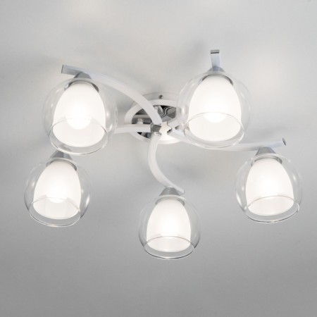 Ceiling chandelier Citilux "Christie" CL152150, 54x54x19 cm, 5x75W, E27, white color-2