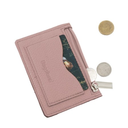 Cartholder, genuine leather, pink 11x8x1 cm-1