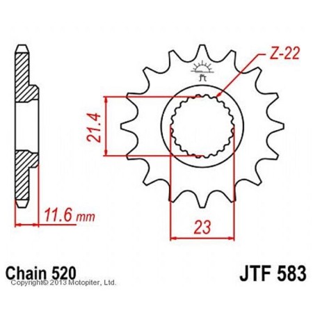 Leading star JT SPROCKETS JTF583-14, chain 520, 14 teeth