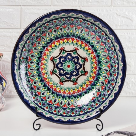 Largan Rishtan ceramics "Patterns", 33 cm, deep, blue-1