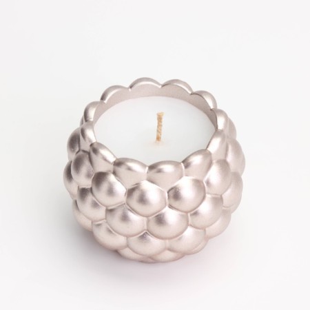 Candle "Shar" in the candlestick with convex spherical faces of gypsum, 8x7 cm, champagne-2