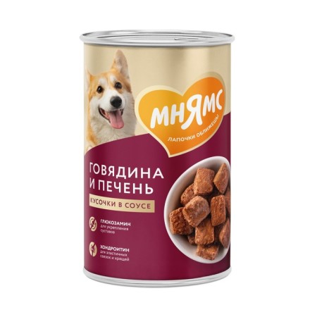 Wet feed "Mnyams" "Healthy Joints" for dogs beef/liver in sauce, 400 g