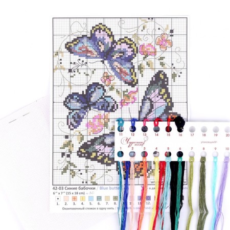 Cross embroidery "Blue butterflies"-5