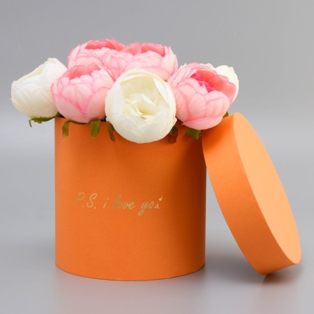 Box Gift round "P.S. I love you" orange 18*18*18cm