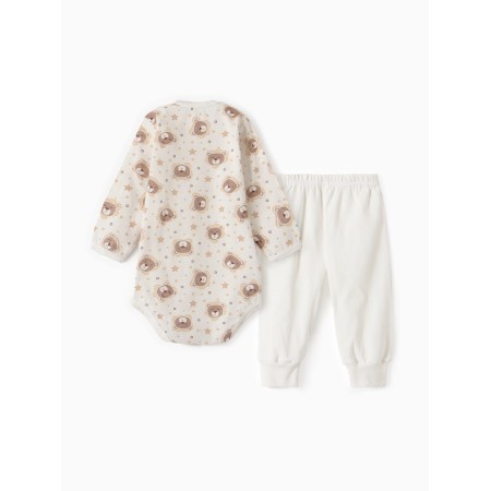 A set for a newborn (body/pants) "lion", milk color, height 62 cm-6