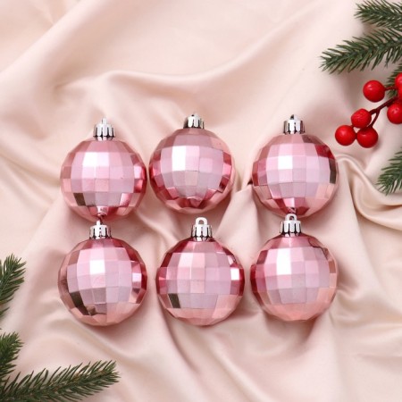 Set of balls plastic D-6 cm, 6 pcs "Disco Days" pink
