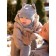 A cap on ties with ears Children's Amarobaby Pure Love Bear, with a lining, size 44-46 cm, color gray color