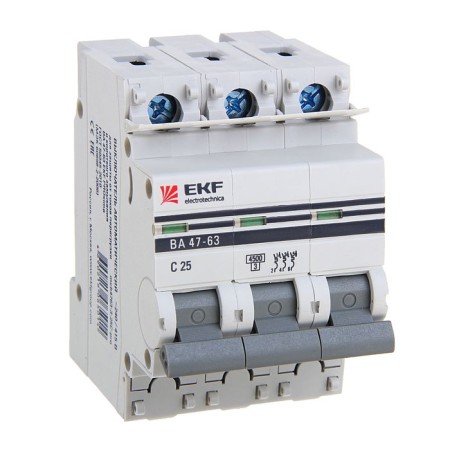 Automatic circuit breaker EKF Proxima, 3P, modular, 25 A-1