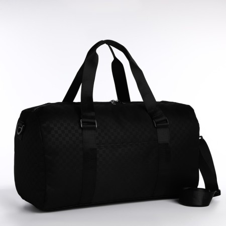 Road bag with lightning, external pocket, suitcase holder, long belt, black color