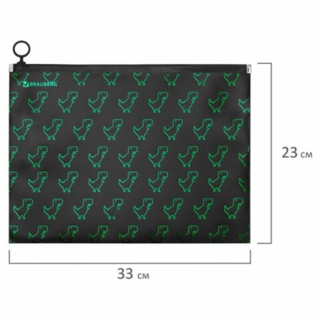 Brauberg A4 notebook folder, 1 compartment, plastic, on zip-lock, "Dino Matrix", 272106-4