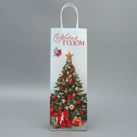 Package for the bottle "Gifts", 13 x 36 x 10 cm, New Year-3