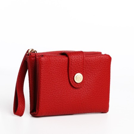 Women's wallet on the button, red color