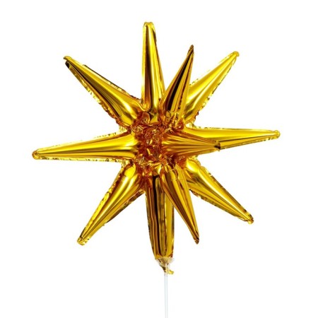 Foil ball 21 "Volumetric stars", gold