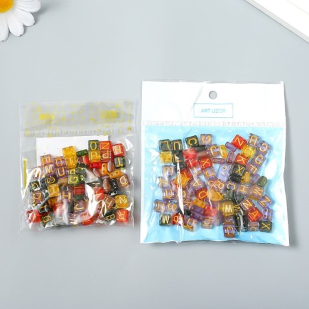 Beads for creativity plastic "Golden English letters" Transparent set 20 grams 0.4x0.8x0.8 cm 923357-4
