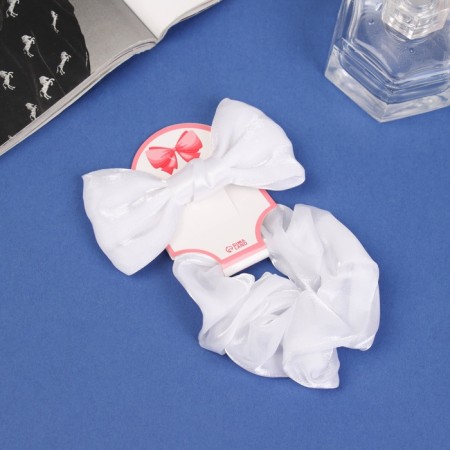 Hair set "Schoolgirl" (elastic band 10 cm, clamp 8 cm) classic, white