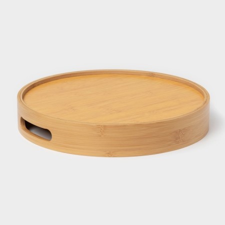 Tray with handles of the share Striata, d = 30 cm, bamboo-3