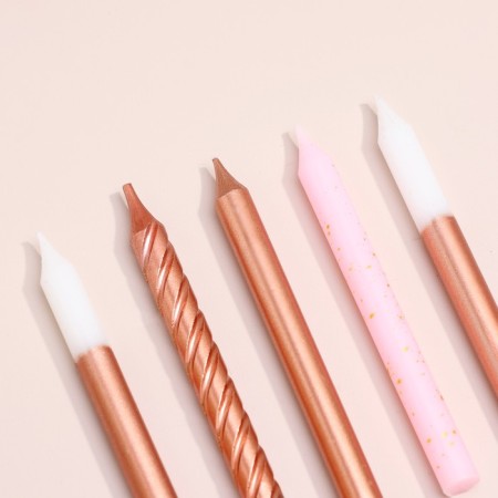 Set of candles for the pink party cake, 12 pcs, 8 cm, white and pink metallic-2