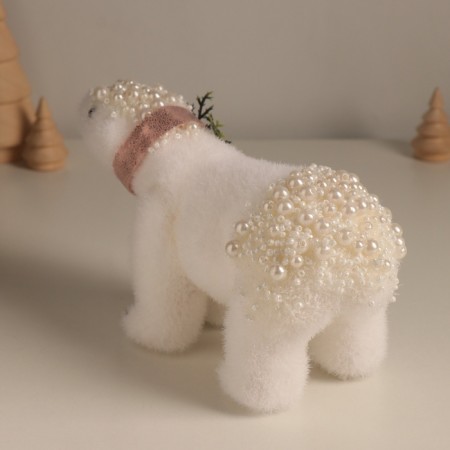 Decor "White Bear with a New Year's branch" 12x20.5x9 cm-2