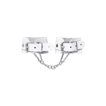 Pecado BDSM bracelets, mini with rounded corners, genuine leather, white-4