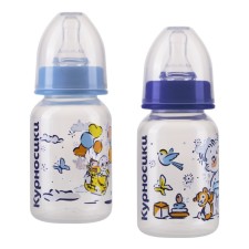 A bottle for feeding with the latex nipple “My Favorite Birds”, 250 ml, from 0 months., Mix color