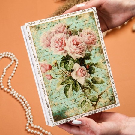 Casket "Brance of Rosa", white, 16 × 22 cm, lacquer miniature-2