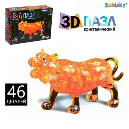3D puzzle "Magic Tiger", crystalline, 46 details, MIX color