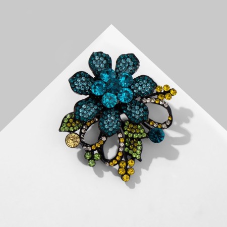 Brooch "Flower" with curls, sea color in ferrous metal-2