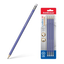 A set of blackographic pencils with an eraser 4 pieces of Erichkrause 