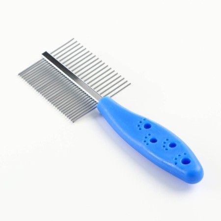 Combed double -sided "paws" with straight teeth, plastic pen, blue-1