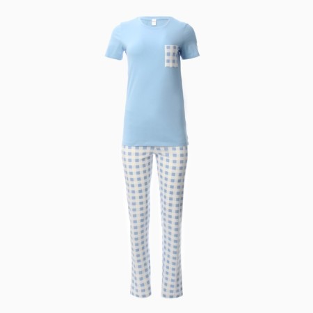 Female homemade set (sweatshirt and trousers), blue color, size 46-6