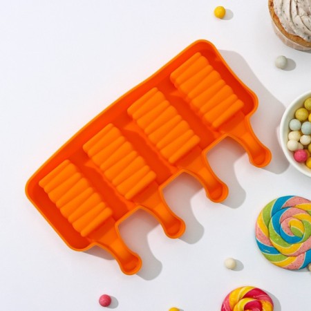 Ice Cream Form "Venice", silicone, 19.3 × 11 × 2.4 cm, 4 cells (5.5 × 2.9 cm), Mix color-1