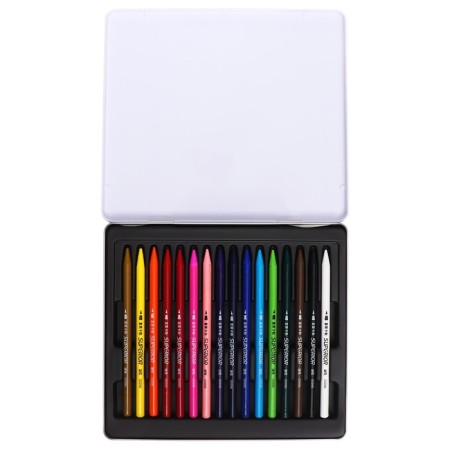 Pencils are whole, in a metal box, 16 colors-2