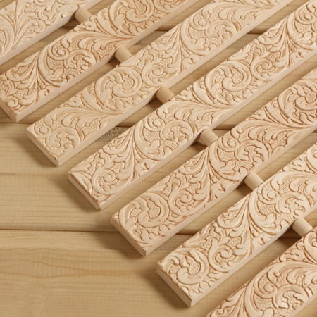 Rug-lane for a bath, wooden, embossing Russian patterns, 45x100 cm-2