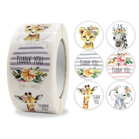 Stick Paper "kids animals" d = 2.5 cm 500 pcs in a roll 3x6.5x6.5 cm