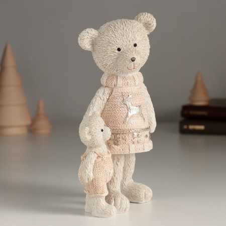 Polystone souvenir "Bear with a baby in pink sweaters" 9x7x16 cm-1