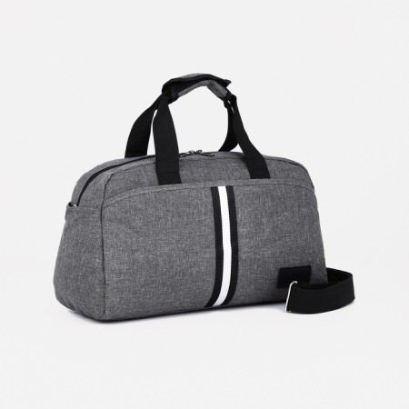 Sports bag with lightning, 3 outer pockets, long belt, gray color