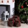 LED figure "Brown wicker gifts" 15, 20, 25 cm, textiles, metal, 220 V, glow warm white