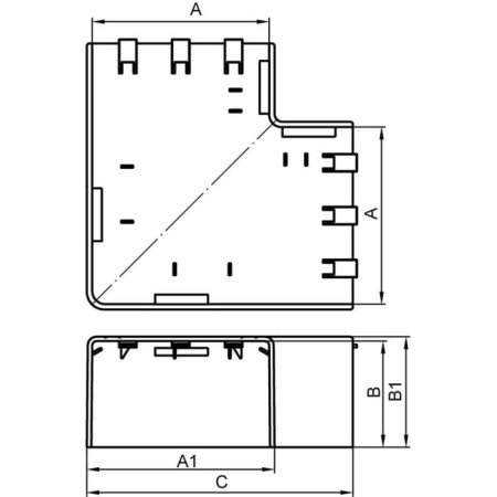 Flat angle DKC NPAN, 100x60 mm, 01745-1