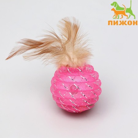 Passing Ball "Festive" with feathers, 4.5 cm, mix of flowers