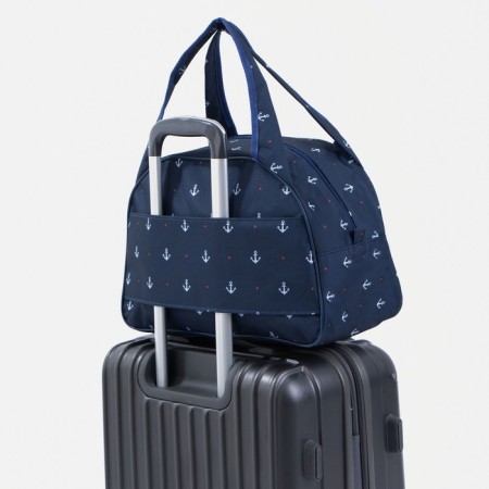 Road bag with a zipper, a suitcase holder, blue color-3