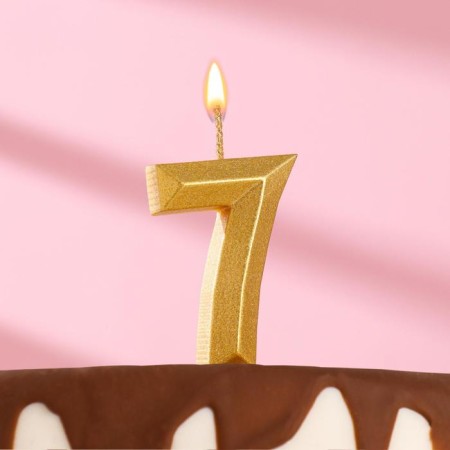 Candle in the cake "Geometry", number 7, gold metallic, 6.3 cm